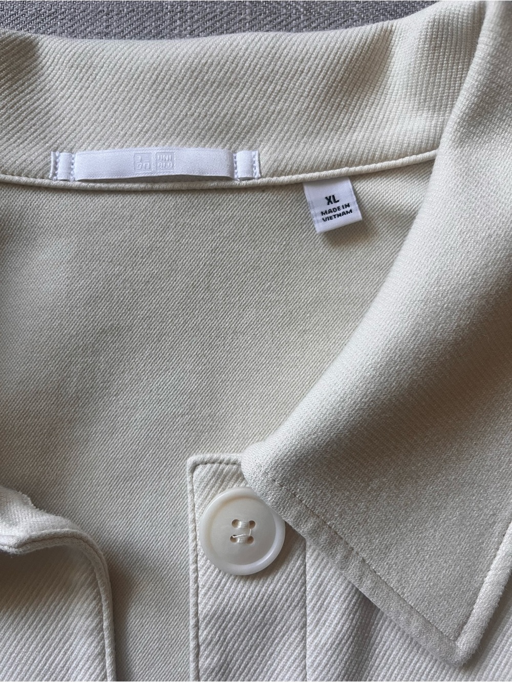 Uniqlo Women's Cream Button-Front Jersey Knit Relaxed Oversized Boxy Jacket - Picture 6 of 16
